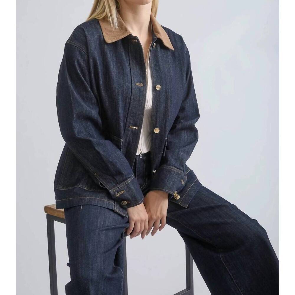 NEW BLU PEPPER oversize corduroy collar shirt jacket in denim - Picture 5 of 6